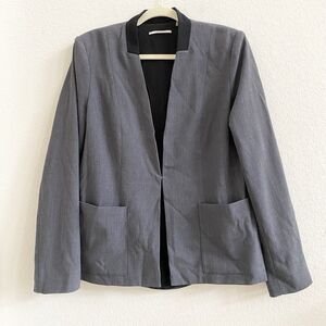Tahari Womens Charcoal Gray‎  Lined Blazer Pockets Size 12 Career Professional